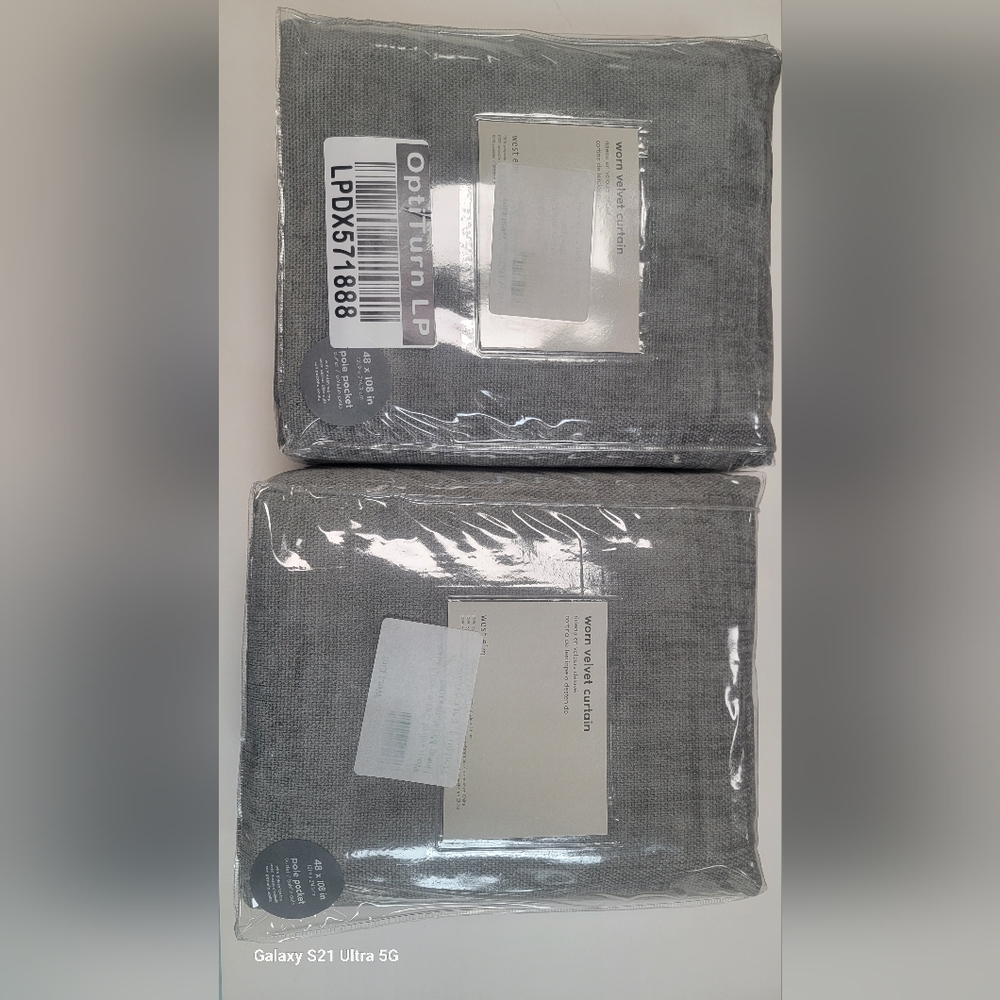 New West Elm velvet courtains 48"x 108"